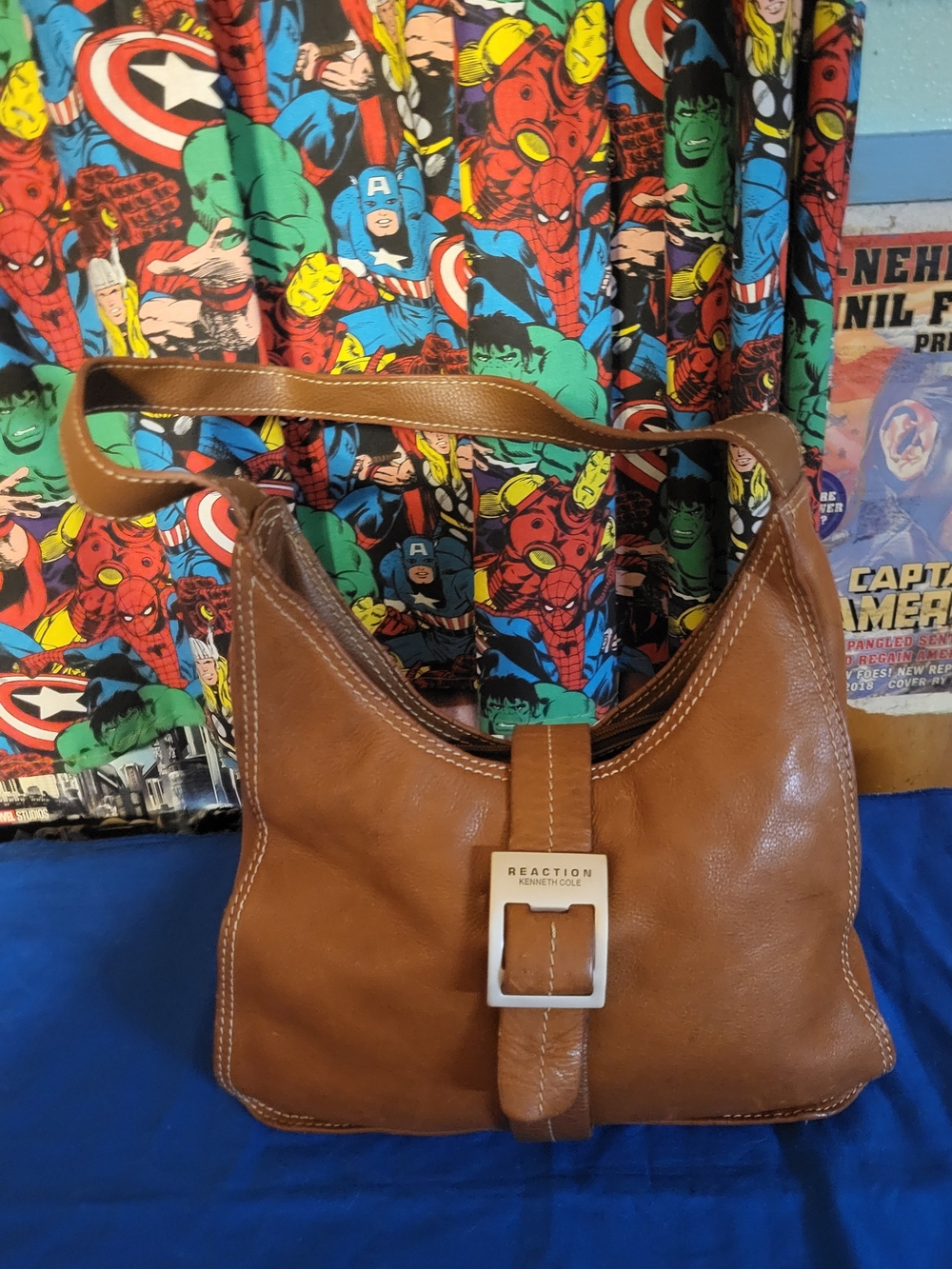 Kenneth Cole Reaction Brown Leather Shoulder Bag Y2k 90s